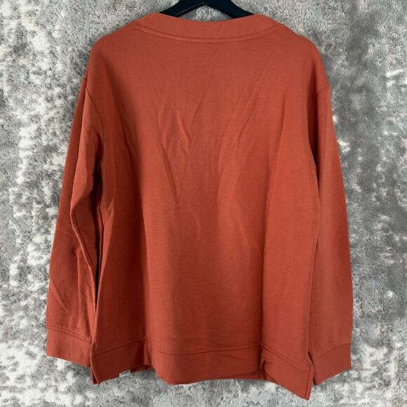 NEW Orvis Women Sz M Stretch V Neck Sweater Burnt Orange Long Sleeve Casual NWT - Picture 3 of 8